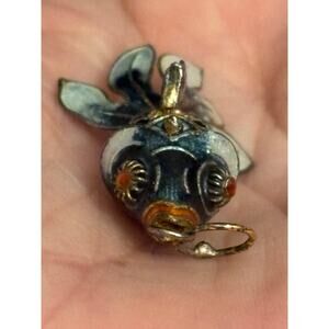 Vintage Articulating Enamel Fish Pendant Colorful Gold Tone Charm